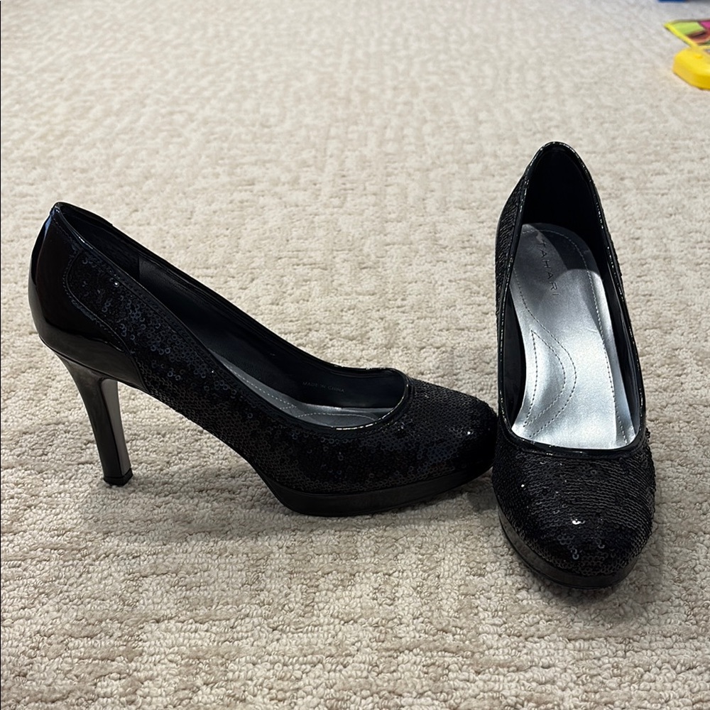 Elegant Black Sequin Heels